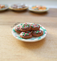 Thumbnail for Plate of Miniature Double Chocolate Cookies 1:12 Scale - SweetsOfMyOwn