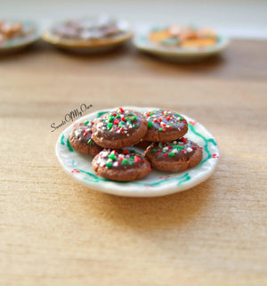 Plate of Miniature Double Chocolate Cookies 1:12 Scale - SweetsOfMyOwn