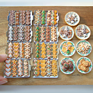 Plate of Miniature Biscuits - Gingerbread Mixed Designs 1:12 Scale - SweetsOfMyOwn