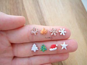 Gingerbread Santa Hat Biscuit Stud Earrings - SweetsOfMyOwn