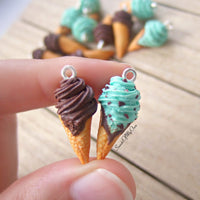 Thumbnail for Chocolate Swirly Ice Cream - Dangle Earrings - SweetsOfMyOwn