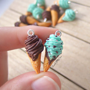 Chocolate Swirly Ice Cream - Dangle Earrings - SweetsOfMyOwn
