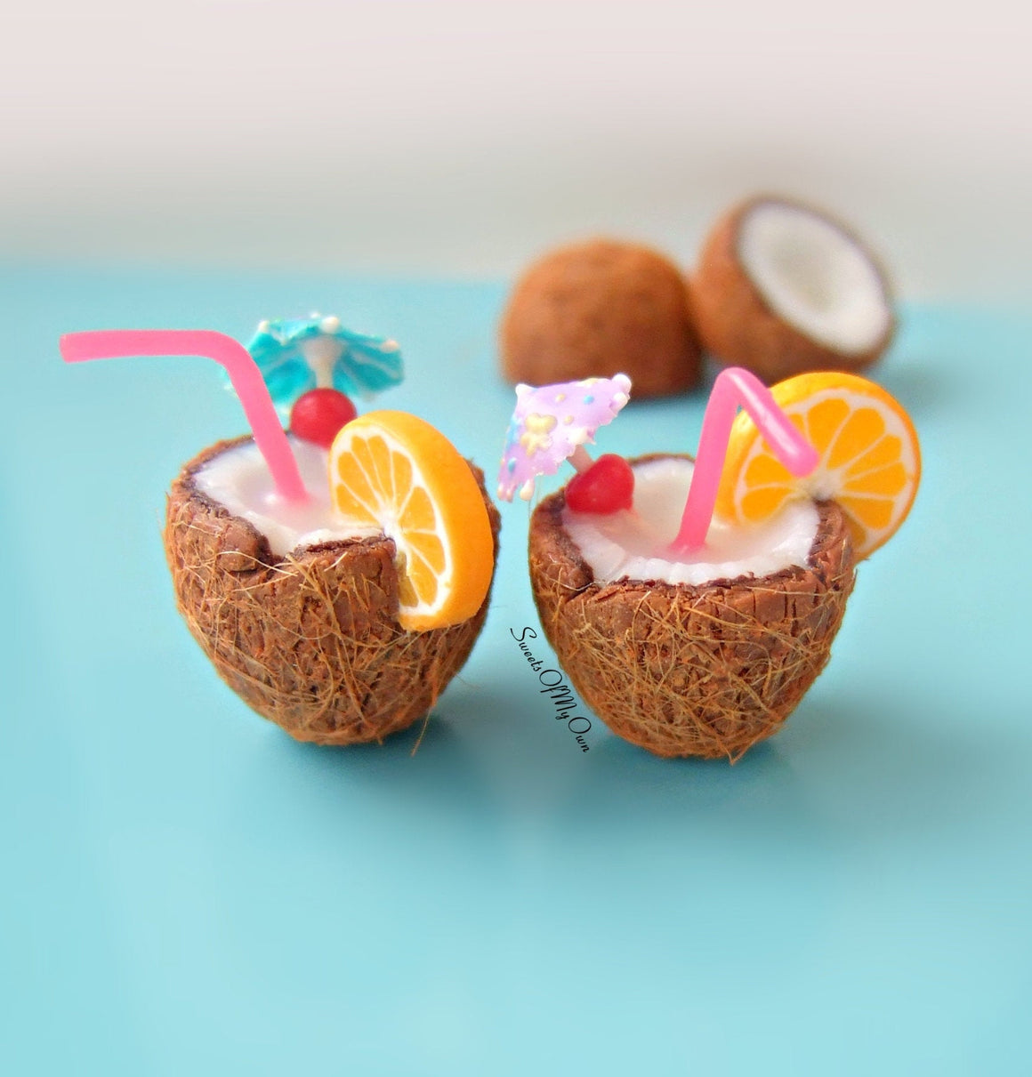Miniature Coconut Cocktail - Summer Dollhouse Food 1:12 Scale - MTO
