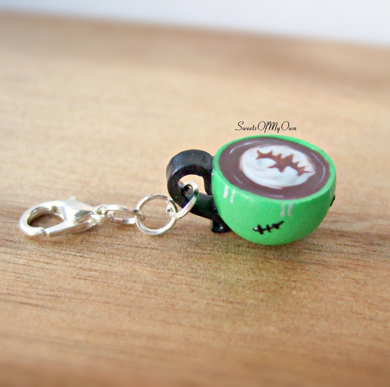 Green Monster Mug with Bat Latte Art Charm - SweetsOfMyOwn