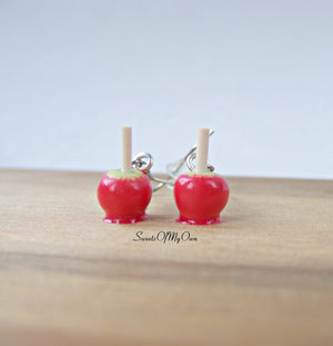 Red Toffee Apple Dangle Earrings - SweetsOfMyOwn
