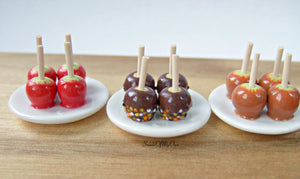Miniature Toffee Apples 1:12 Scale - Set of 4 - SweetsOfMyOwn