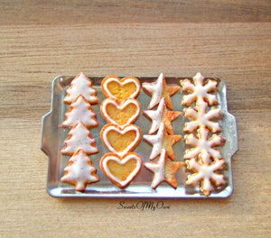 Miniature Christmas Biscuit Set - Shortbread Tree, Heart, Star, Snowflake 1:12 Scale - SweetsOfMyOwn