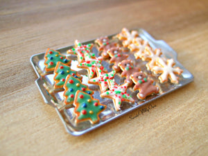 Miniature Christmas Biscuit Set - Shortbread Tree, Star, Bear, Snowflake 1:12 Scale - SweetsOfMyOwn