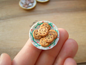 Plate of Miniature Chocolate Chip Cookies 1:12 Scale - SweetsOfMyOwn
