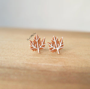 Gingerbread Leaf Biscuit Stud Earrings - SweetsOfMyOwn