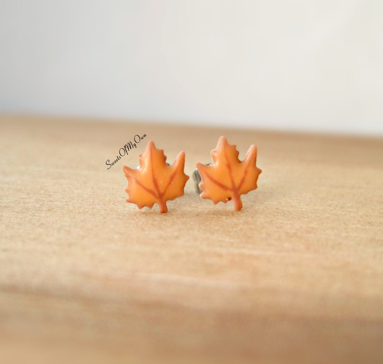 Gingerbread Leaf Biscuit Stud Earrings - SweetsOfMyOwn