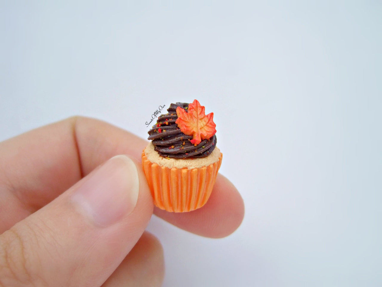 Chocolate Maple Leaf Cupcake Charm - Necklace/Charm/Keychain - MTO