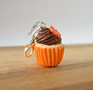 Chocolate Maple Leaf Cupcake Charm - Necklace/Charm/Keychain - MTO