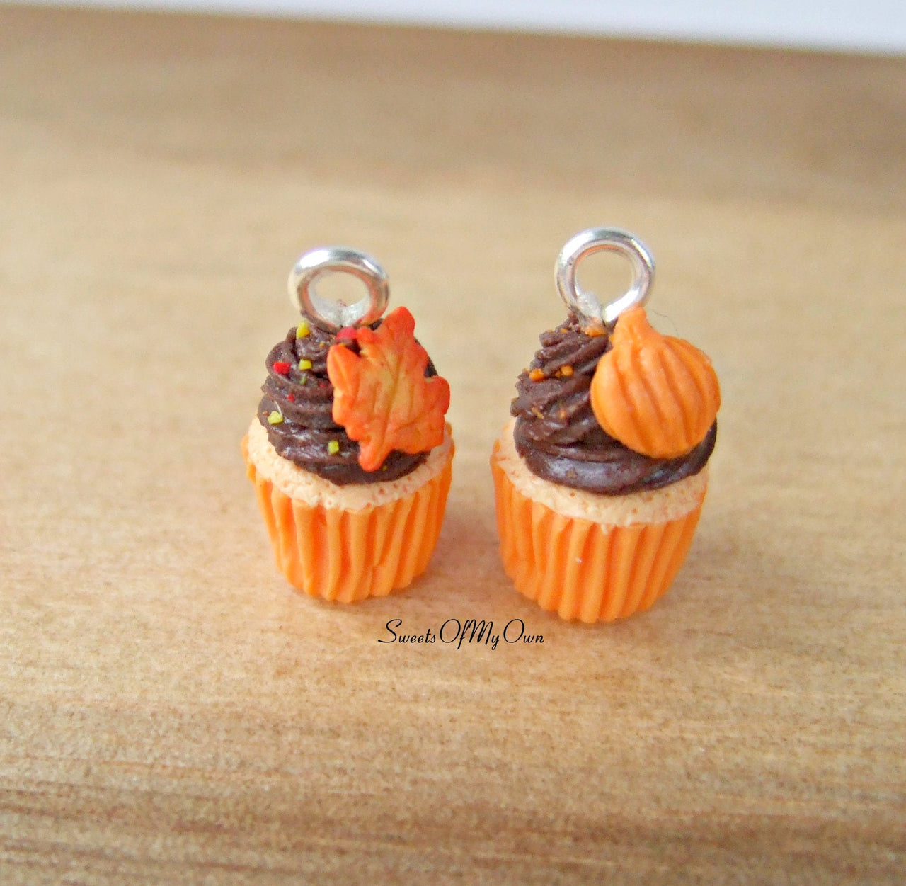 Chocolate Maple Leaf Cupcake Charm (small) - SweetsOfMyOwn