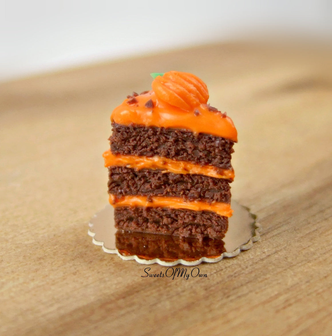 Pumpkin Spice Cake Slice Miniature 1:12 Scale - SweetsOfMyOwn