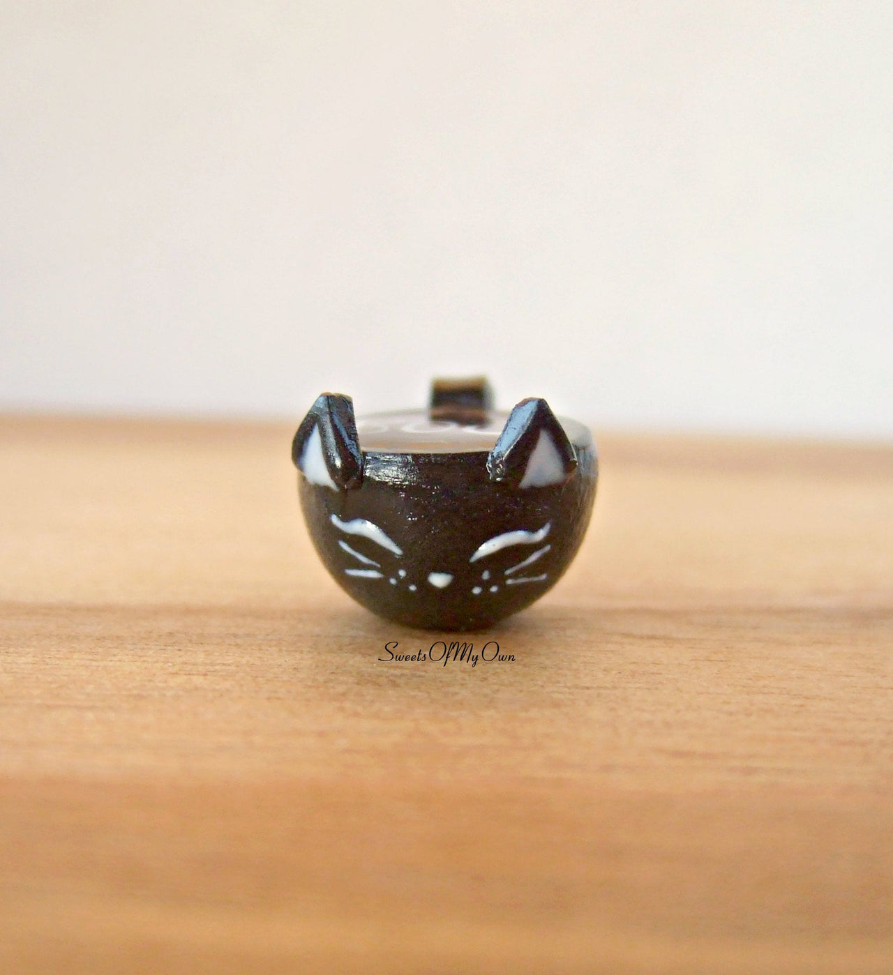 Black Cat Mug with Boo! Latte Art Charm - SweetsOfMyOwn