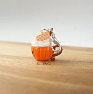 Pumpkin Face Hot Chocolate Drink - Necklace/Charm - MTO