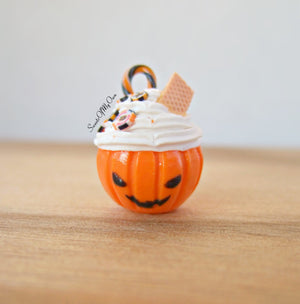 Pumpkin Face Hot Chocolate Drink - Necklace/Charm - MTO