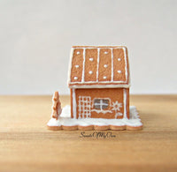 Thumbnail for Miniature White Icing Style 3 Gingerbread House 1:12 Scale - SweetsOfMyOwn