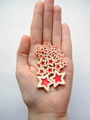 Plate of Miniature Star Jam Filled Biscuits 1:12 Scale - SweetsOfMyOwn