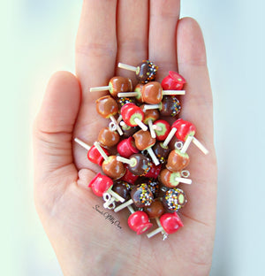 Chocolate Apples with Halloween Confetti - Dangle Earrings - SweetsOfMyOwn