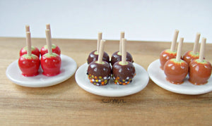 Miniature Chocolate Apples with Halloween Confetti 1:12 Scale - Set of 4 - SweetsOfMyOwn