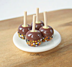 Miniature Chocolate Apples with Halloween Confetti 1:12 Scale - Set of 4 - SweetsOfMyOwn