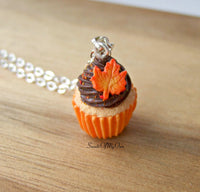Thumbnail for Chocolate Maple Leaf Cupcake Charm - Necklace/Charm/Keychain - MTO