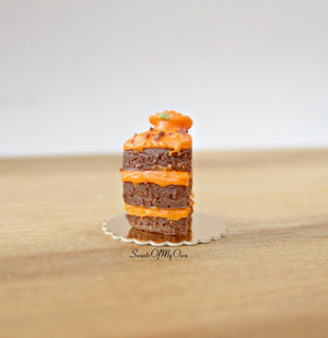 Pumpkin Spice Cake Slice Miniature 1:12 Scale - SweetsOfMyOwn