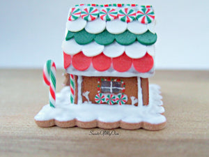 Miniature Christmas Tiled Roof  Gingerbread House - 1:12 Scale - SweetsOfMyOwn