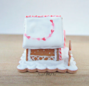 Miniature Red, White and Pink Gingerbread House - 1:12 Scale - SweetsOfMyOwn