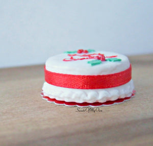 Miniature Merry Christmas Cake 1:12 Scale - SweetsOfMyOwn