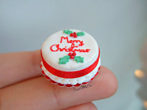 Miniature Merry Christmas Cake 1:12 Scale - SweetsOfMyOwn
