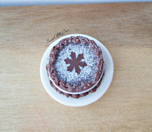 Miniature Chocolate Snowflake Cake 1:12 Scale - SweetsOfMyOwn