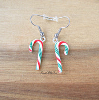 Thumbnail for Candy Cane Dangle Earrings (Red, White and Green) - SweetsOfMyOwn