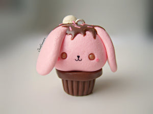 Pink Bunny Ice Cream Kawaii Cupcake Charm - SweetsOfMyOwn