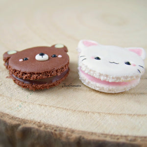 White Kitty Cat Kawaii Macaron Charm - SweetsOfMyOwn