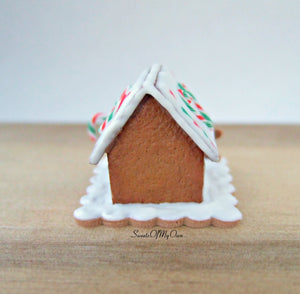 Miniature Heart Candy Cane Roof Gingerbread House - 1:12 Scale - SweetsOfMyOwn