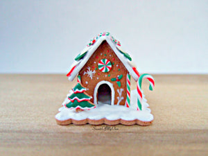 Miniature Christmas Tiled Roof  Gingerbread House - 1:12 Scale - SweetsOfMyOwn