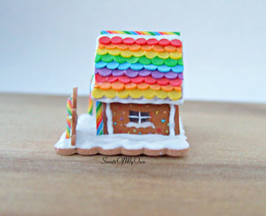 Miniature Rainbow Gingerbread House - 1:12 Scale - SweetsOfMyOwn