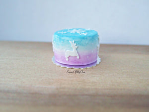 Miniature Pastel Winter Reindeer Cake 1:12 Scale - SweetsOfMyOwn