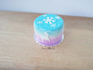 Miniature Pastel Winter Reindeer Cake 1:12 Scale - SweetsOfMyOwn