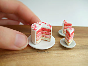 Valentines Pink Ombre Cake Miniature - Doll House 1:12 Scale
