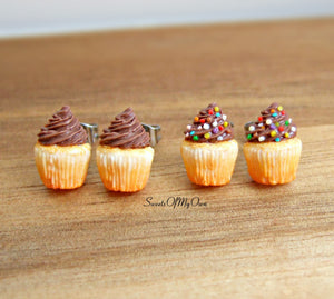 Chocolate Cupcakes - Stud Earrings
