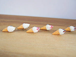Vanilla Swirly Ice Cream Cones - Stud Earrings