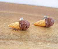 Thumbnail for Chocolate Scoop Ice Cream Cones - Stud Earrings