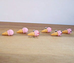 Strawberry Scoop Ice Cream Cones - Stud Earrings