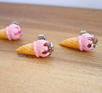 Thumbnail for Strawberry Scoop Ice Cream Cones - Stud Earrings