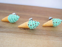 Thumbnail for Mint Swirley Ice Cream Cones - Stud Earrings