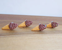 Thumbnail for Chocolate Swirly Ice Cream Cones - Stud Earrings
